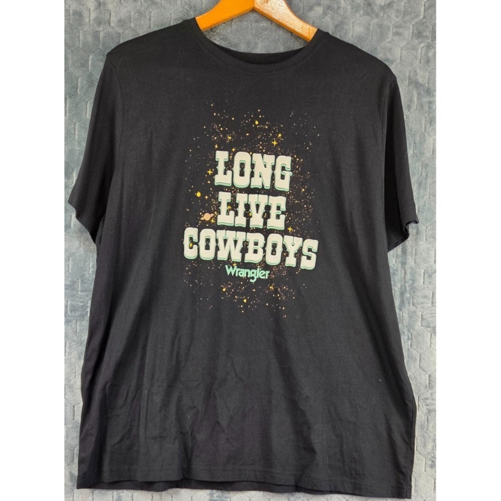 Wrangler Women's Retro "Long Live Cowboys" T Shirt Short Sleeve Black XXL